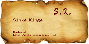 Sinka Kinga névjegykártya